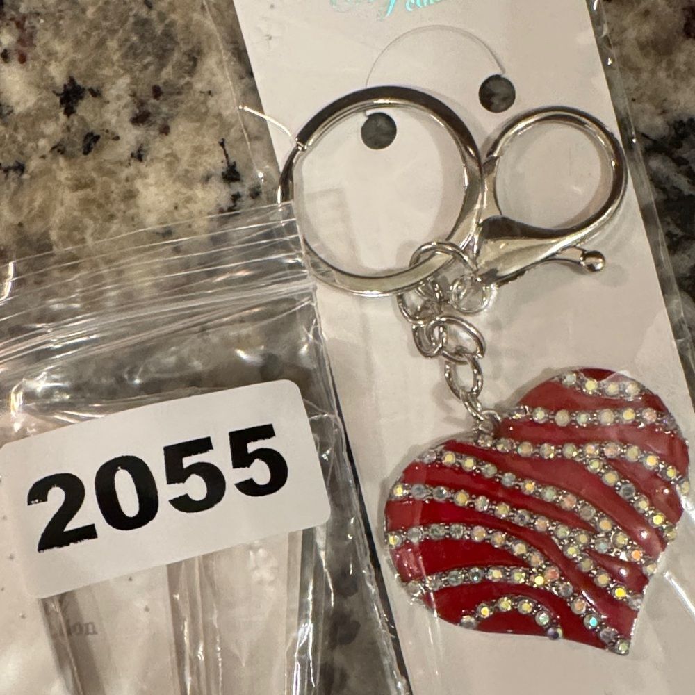 2055 Heart Shaped Key Ring, Bag Charm